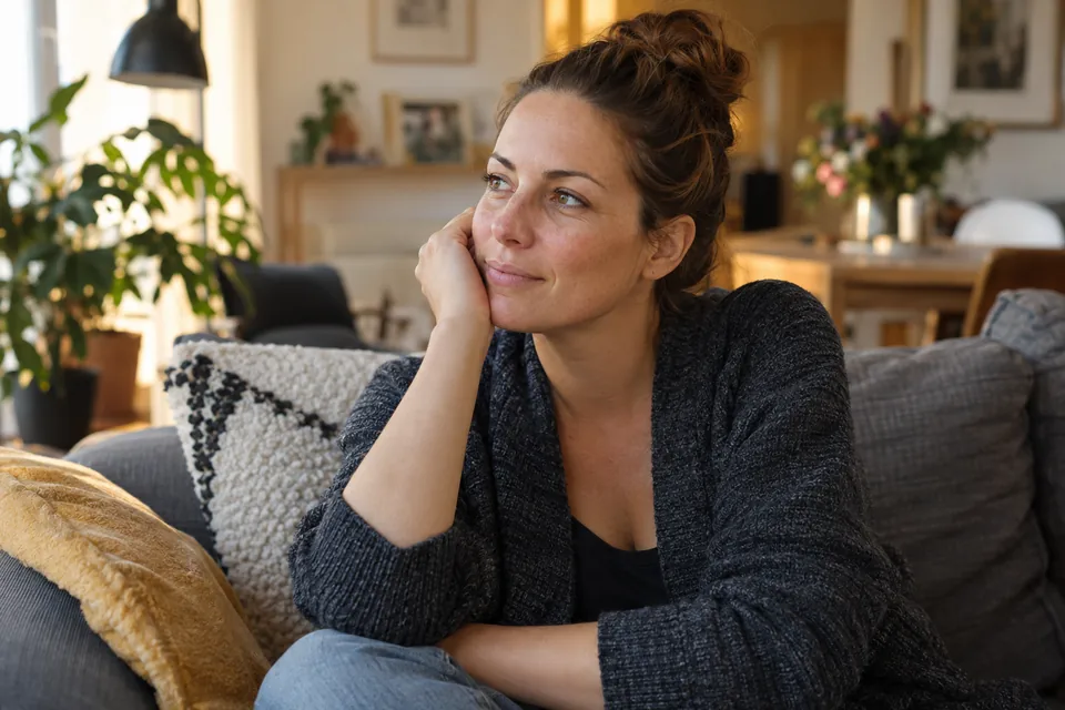 Eine Frau macht eine ruhige Pause